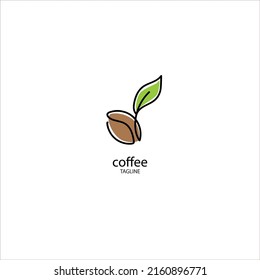 un logotipo con un símbolo de frijol de café, puede utilizarse para logotipos de productos de café, restaurantes, cafés, etc