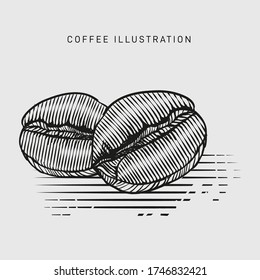 Logo coffee bean template retro hand drawn style 