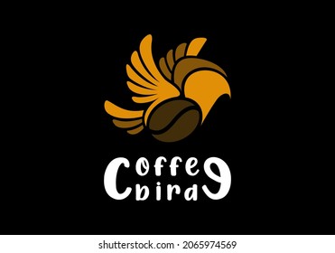 Logo Coffee Bird With Brown Color for Restaurant Beverages And Food