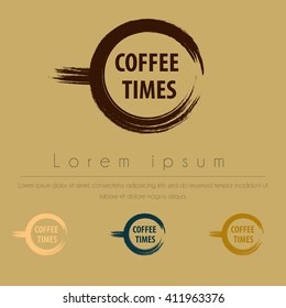 Logo coffee brush in brown background vector illustration.