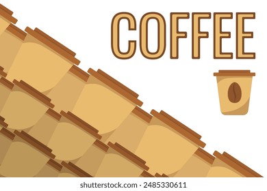 Logo Coffee and Cafe concept frame with coffee beans banner. Coffee paper craft cup poster