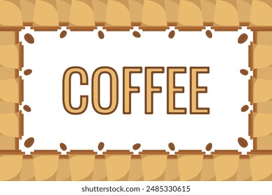 Logo Coffee and Cafe concept frame with coffee beans banner. Coffee paper craft cup poster