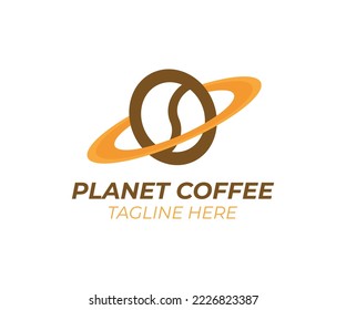 logo for a coffee company or trader, the taste of coffee makes you fly to outer space