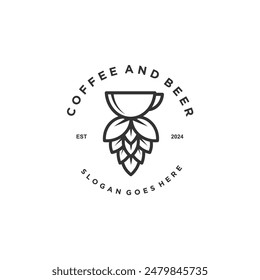 logotipo de taza de café y cerveza. combinación creativa diseño de logotipo Plantilla de taza de café y cerveza. Ilustración vectorial