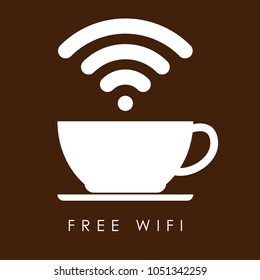 logo coffee cup free wifi,Internet cafe poster design, vector illustration eps10.