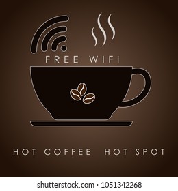 logo coffee cup free wifi,Internet cafe poster design, vector illustration eps10.