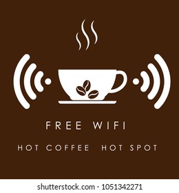 logo coffee cup free wifi,Internet cafe poster design, vector illustration eps10.