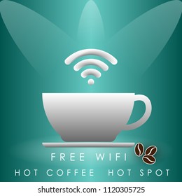 logo coffee cup free wifi,Internet cafe poster design, vector illustration eps10.