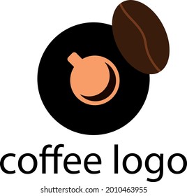logo coffee cup on a saucer and natural grain invigorating drink concept