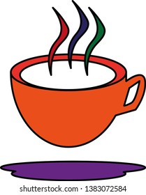 Logo Coffee Cup Orange  Isolated  In white Background