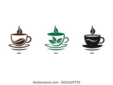 Logo der Kaffeetasse Set verschiedene Farben Icon Vektor Silhouette isoliertes Design