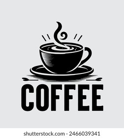 logo coffee with cup vintage black and white