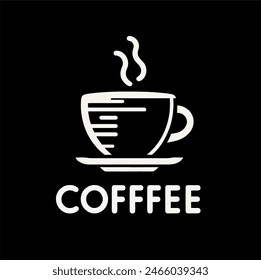 logo coffee with cup vintage black and white