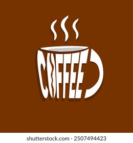 Logo of a coffee drink shaped like a cup, with text in the shape of a cup that reads 'coffee.