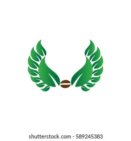 logo coffee flying  set using leaf