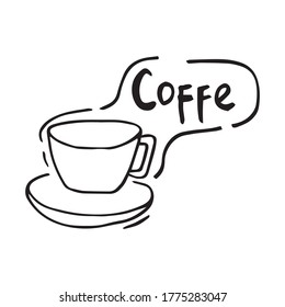 Logo Coffee.Cup of Fresh Coffee. Vector Illustration. Flat Style. Decorative Design for Cafeteria, Posters, Banners, Cards.
