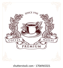 Logo-Coffee House Premium-Vektorillustration