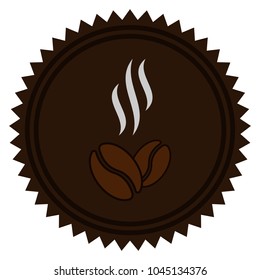 Logo of coffee. Icon or label for coffee. Vector emblem of black coffee.