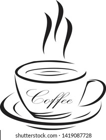 The logo of coffee products presents hot coffee 