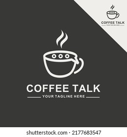 logotipo para cafetería y cafetería. ilustración de símbolo de taza y mensaje