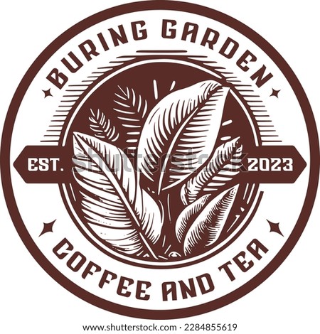 logo for a coffee shop or culinary park that sells various processed coffee drinks and tea with elegant ornament