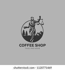 Logo Coffee Shop Justice Lady Lawyer