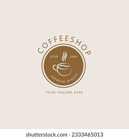  Logo coffee shop line art logo vector concept with emblem illustration template design icon coffee design
