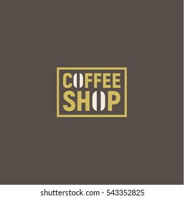 logo for coffee shop in minimalism and coffee beans instead of the letter O art