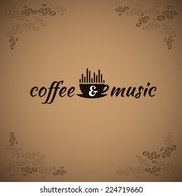 logo for coffee shop with music in the form of a cup with equalizer