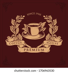 Logo Coffee Shop Premium Vector Badge Illustrations decorations
