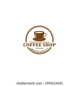 logo for coffee shop or coffee product with cup of coffee illustration