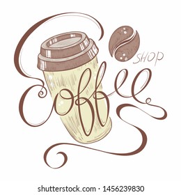 logo coffee shop with sketch lettering