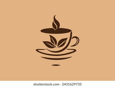 Logo of coffee or tea cup icon vector silhouette isolated design