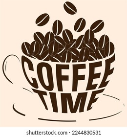Logo coffee time in vector. Lettering. Isolated object. Image for coffee shop