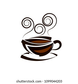 Logo coffee vector template. Illustration design of logotype business restaurant and cafe symbol. Cup with drink pictogram.