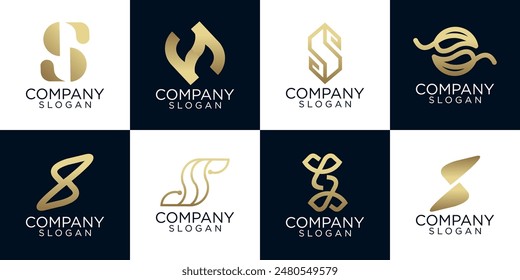 colección del logotipo, concepto de diseño Abstractas para la marca con gradiente dorado.