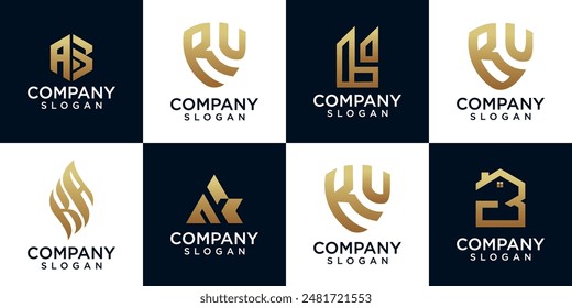 colección del logotipo, concepto de diseño Abstractas para la marca con gradiente dorado.
