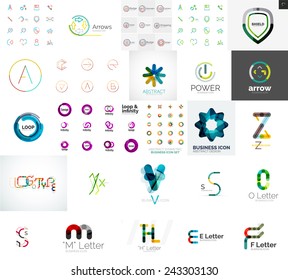 Logo collection, abstract geometric business icon set