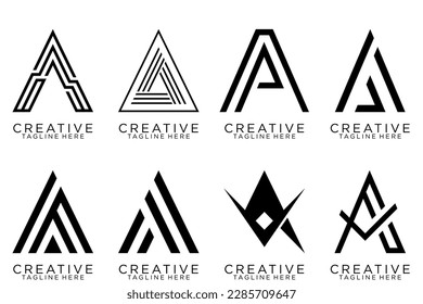 logo collection, Abstract letter A logo design. icons for business of luxury, elegant, simple.