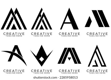 logo collection, Abstract letter A logo design. icons for business of luxury, elegant, simple.