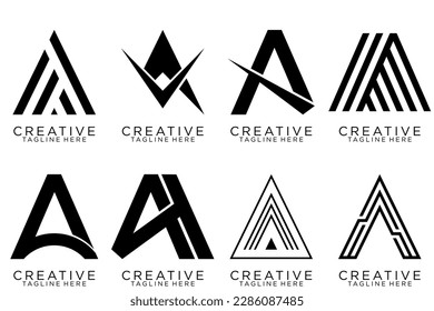 logo collection, Abstract letter A logo design. icons for business of luxury, elegant, simple.