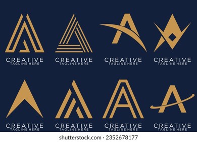 A logo collection, Abstract letter A logo design. icons for business of luxury, elegant, simple