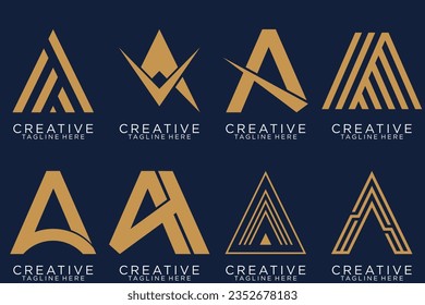 A logo collection, Abstract letter A logo design. icons for business of luxury, elegant, simple