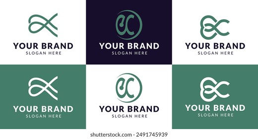 logo collection, Abstract letter E C logo design. icons for business of luxury, elegant, simple