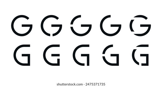 Logo collection, abstract letter G logo design. Icons for business of minimalist, elegant, simple. Premium Vector