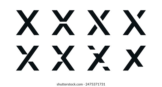 Logo collection, abstract letter X logo design. Icons for business of minimalist, elegant, simple. Premium Vector