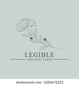 logo collection Elegant, botanic, hand-drawn illustrations of flowers, leaves, and twigs; delicate and minimal design vector