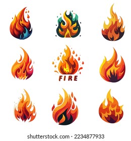 logo collection of hot fire flame logo icon collection set in vector illustration
