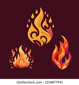 logo collection of hot fire flame logo icon collection set in vector illustration