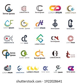 Logo-Sammlung. Buchstaben C und Alphabete. Isolierte Vektorsymbole. Monogramme werden oft durch die Kombination der Initialen einer Person oder eines Unternehmens hergestellt, die als erkennbare Symbole oder Logos verwendet wird.